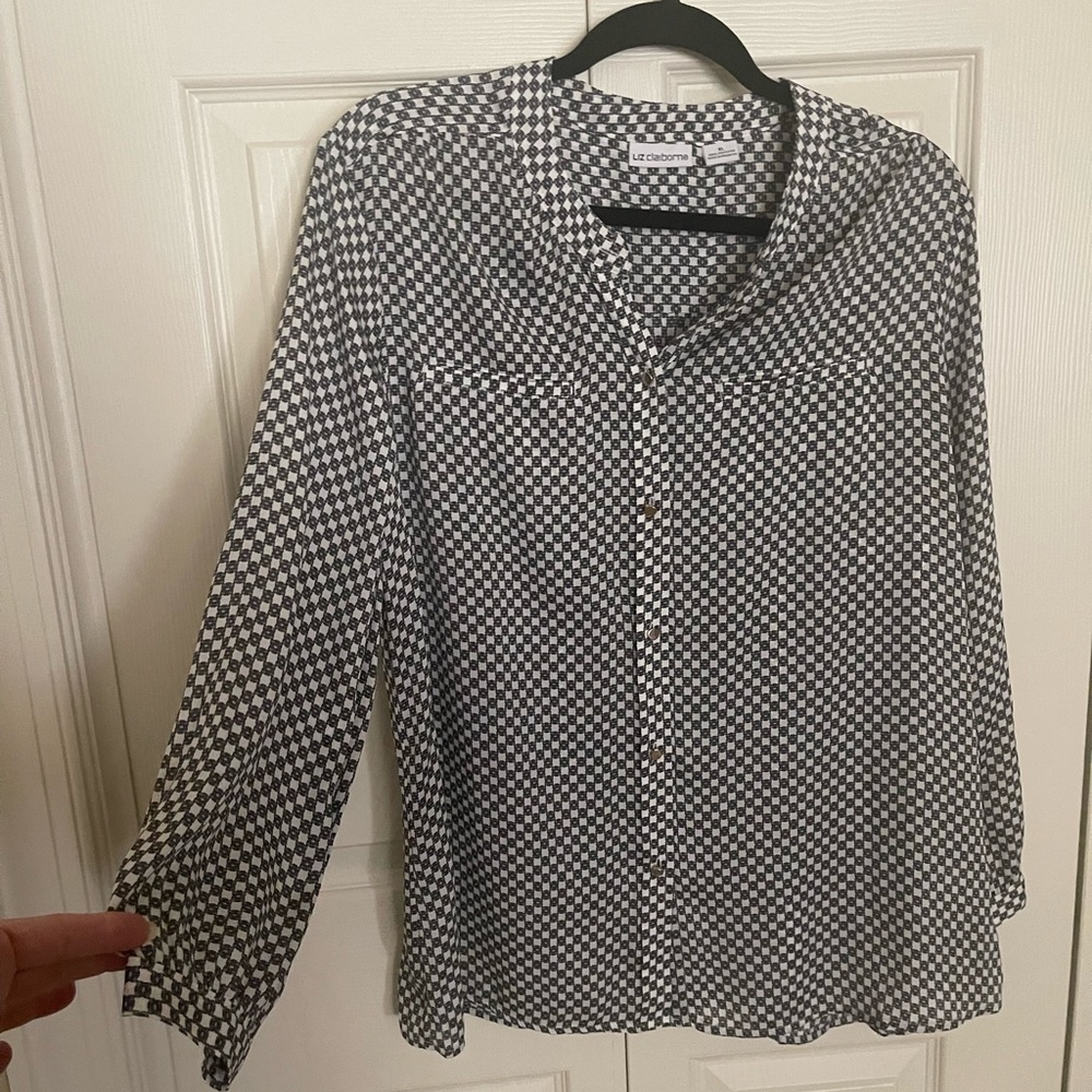 Liz Claiborne Black Print Blouse XL